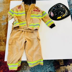 Two year old Fireman Halloween costume with hat in an excellent condition